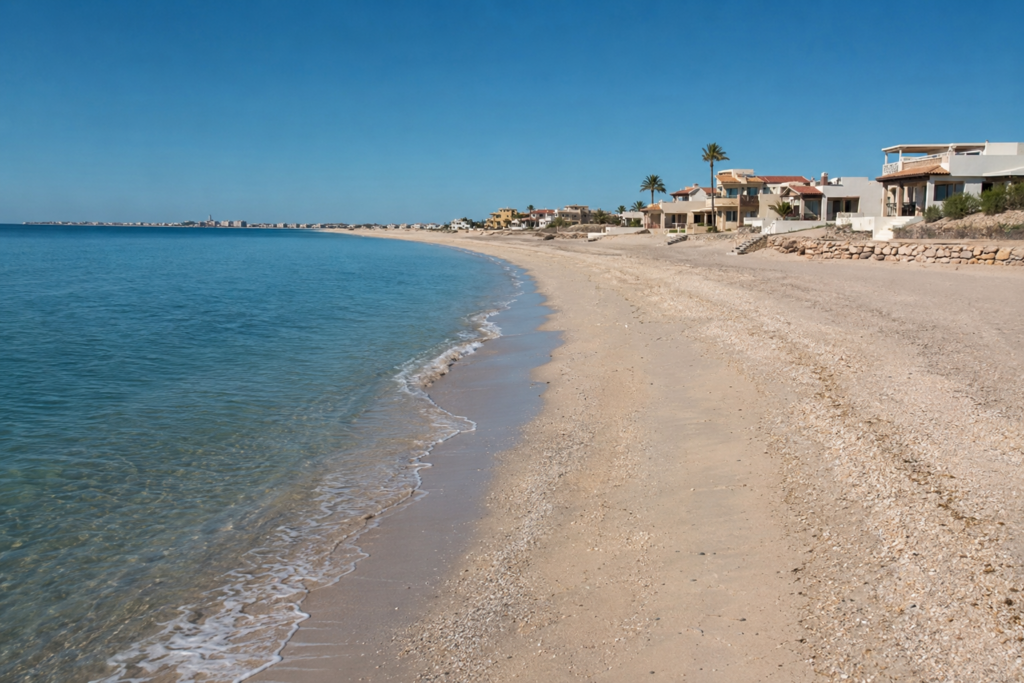 Las Conchas beach homes and quiet coastline in Puerto Peñasco