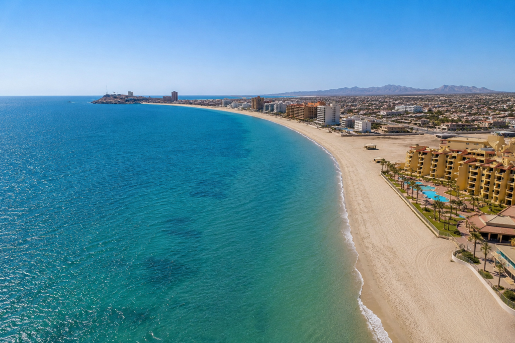 Sandy Beach resort area in Rocky Point with beachfront condos and ocean views